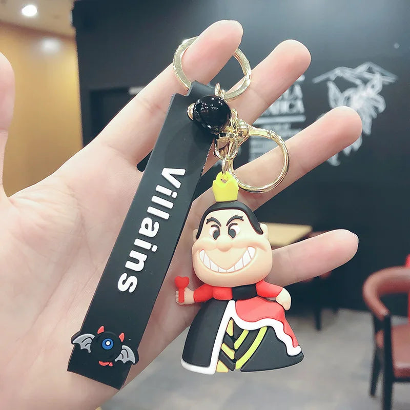 Anime Disney Figure Villain Maleficent The Evil Queen Cruella Silicone Keychain Bag Key Ring Pendant Children Toy Birthday Gifts