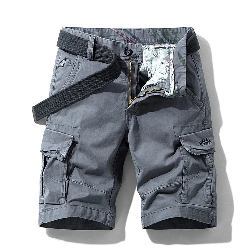 New Summer Men Cotton Solid Cargo Shorts Mens Casual Breeches Bermuda Multi-Pocket Shorts Men Spring Fashion Joggers Shorts Male