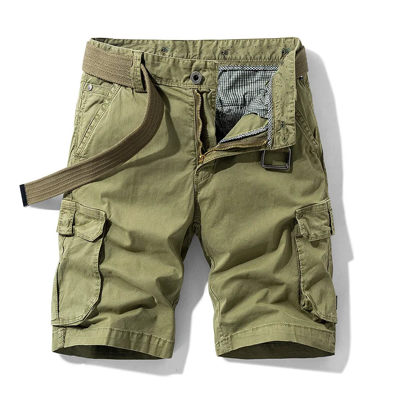 New Summer Men Cotton Solid Cargo Shorts Mens Casual Breeches Bermuda Multi-Pocket Shorts Men Spring Fashion Joggers Shorts Male