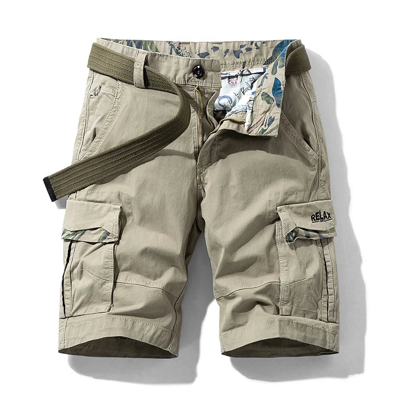 New Summer Men Cotton Solid Cargo Shorts Mens Casual Breeches Bermuda Multi-Pocket Shorts Men Spring Fashion Joggers Shorts Male