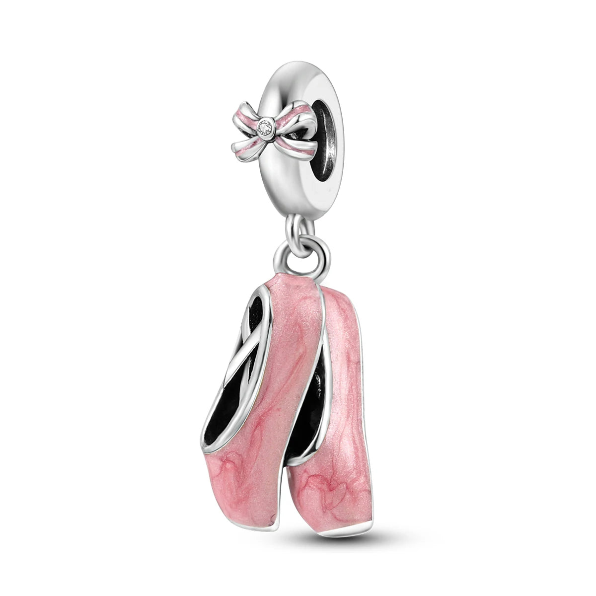 Pink Silver Plated Butterfly Flower Cat Girl Ballerina Shoe Charm Beads Fit Bracelet Necklace Pendant DIY Jewelry Making