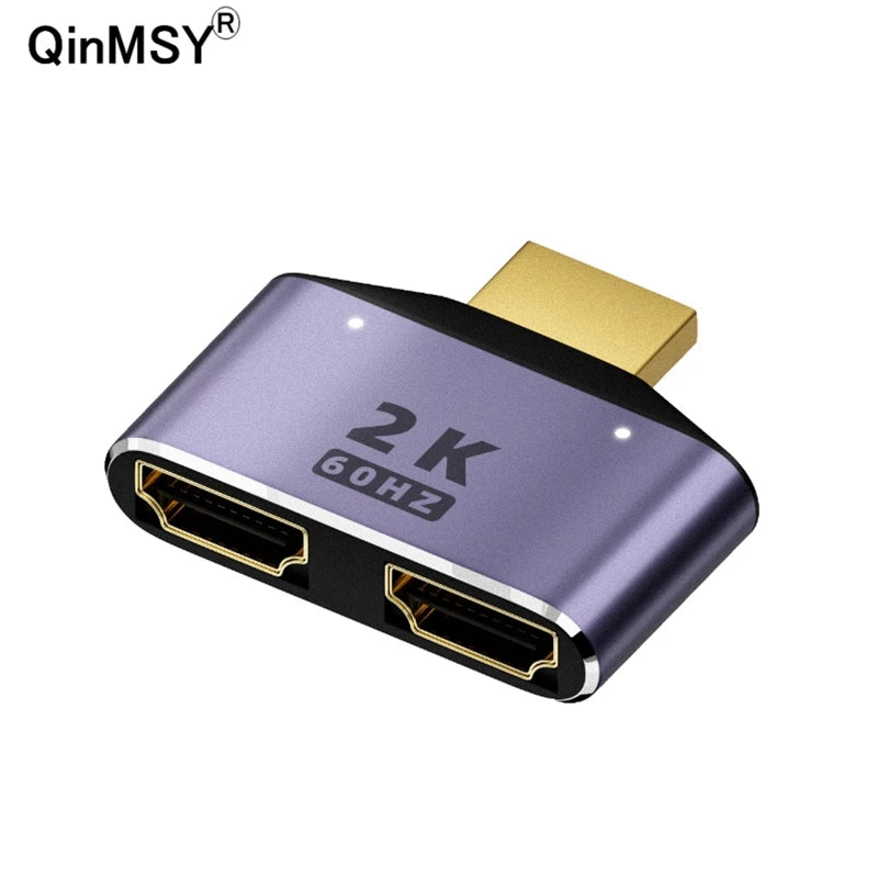 HD 2K Dual Output Splitter Monitor Adapter 1 To 2 Way HDMI-compatible Male To Female Converter For Notebook Game Console Desktop