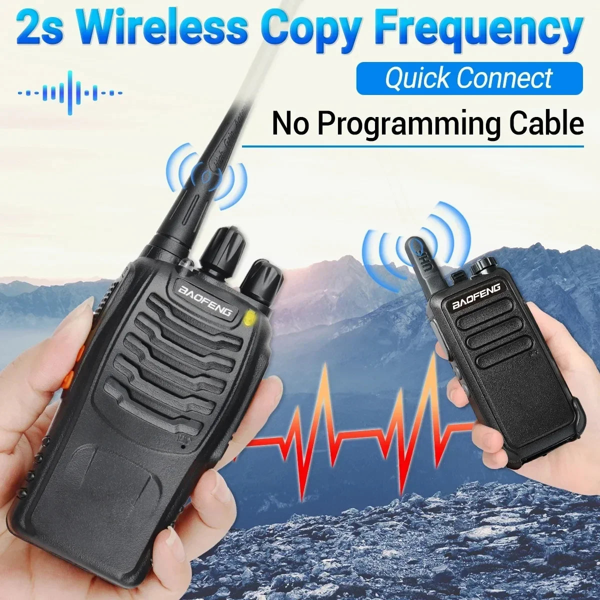 2Pcs 5W Baofeng BF-888S Walkie Talkie set  Dual Band Portable Two Way Radio Long Range Standby UHF:400-470MHz 16CH USB  Charging